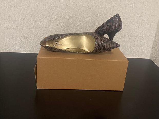 WORTHINGTON ZOE POINTED STILETTO SNAKE PRINT HEELS