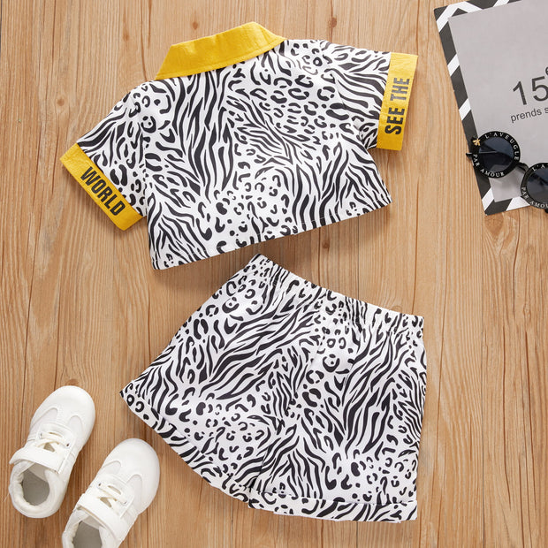 Animal Print Shirt and Shorts Set