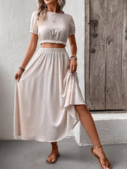 Swiss Dot Cropped Top and Skirt Set